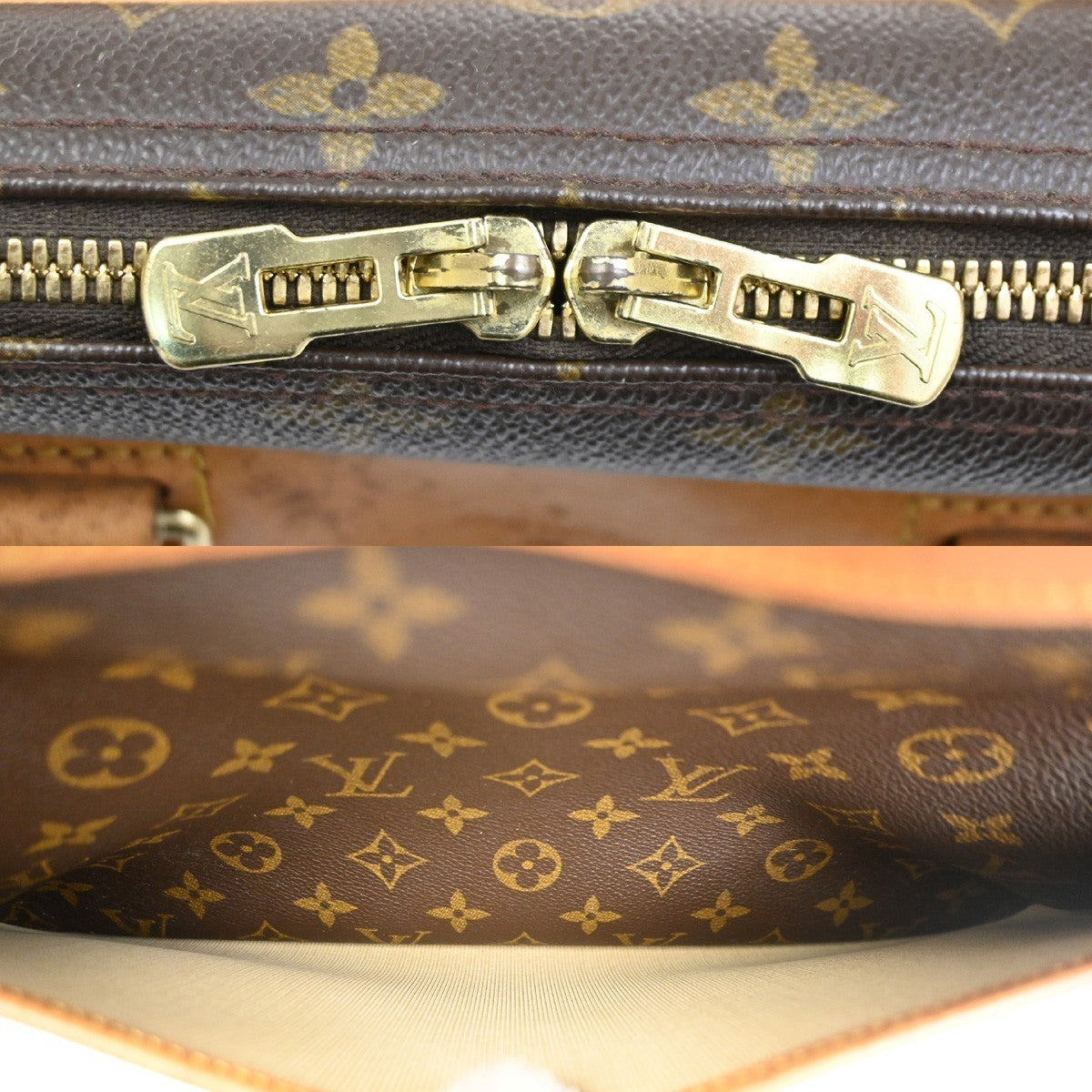 LOUIS VUITTON LV Logo Deauville Hand Bag Monogram Leather Brown M47270 77TA341