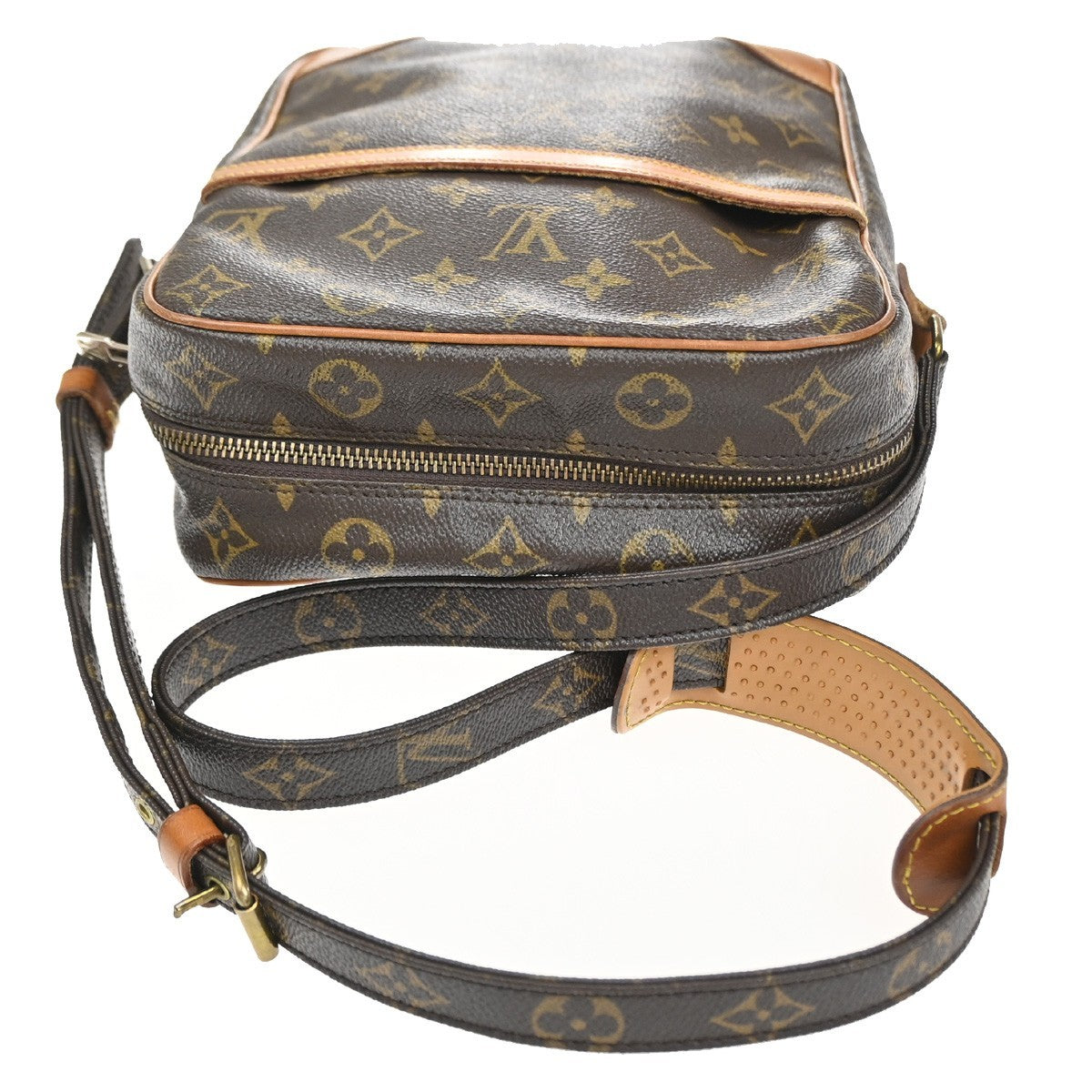 LOUIS VUITTON Logo Danube MM Shoulder Bag Monogram Leather Brown M45264 32CA866