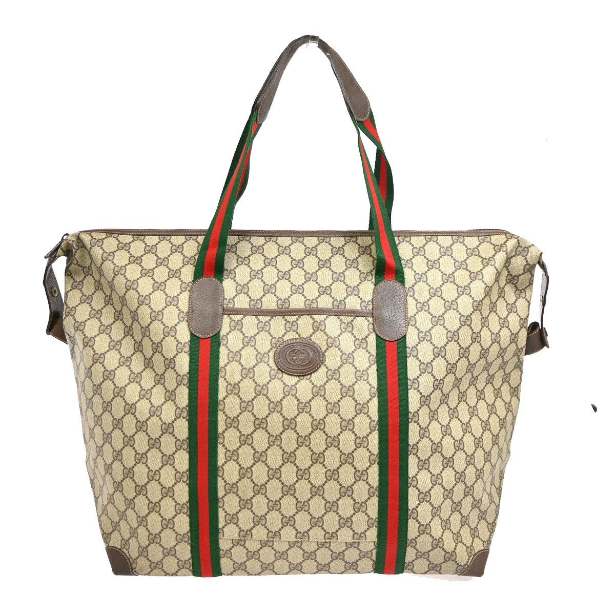 GUCCI Web Stripe Sherry GG Pattern Shoulder Bag PVC Leather Brown Italy 33TA685