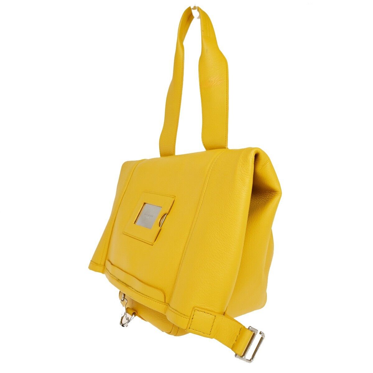 BALENCIAGA Logo 2Way Shoulder Hand Bag Leather Yellow Silver 87SH253