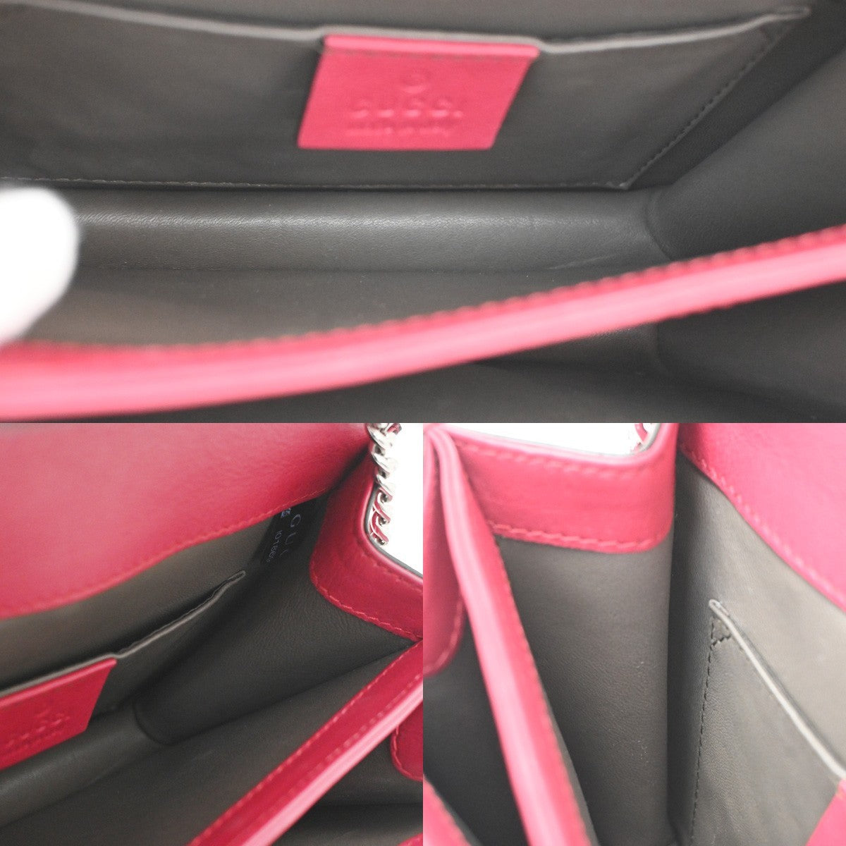 GUCCI Interlocking G Mini Chain Shoulder Bag patent Leather Pink SHW 71TA665