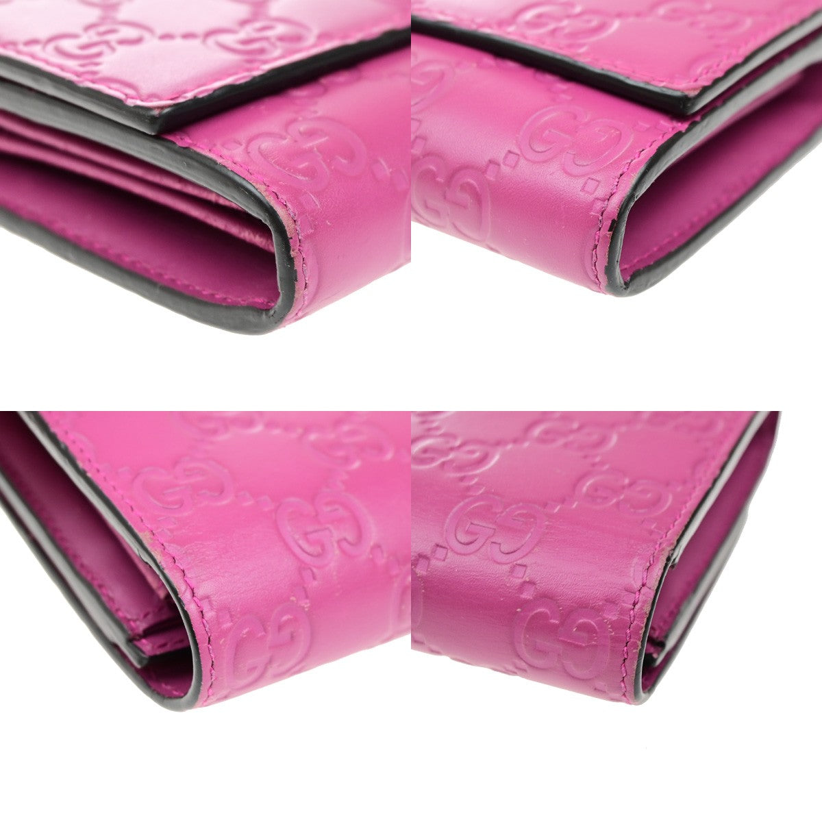 GUCCI Logo Guccissima GG Pattern Long Bifold Wallet Leather Pink GHW 04YH062