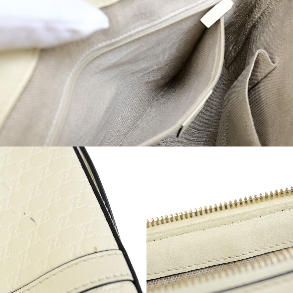 GUCCI Micro GG Guccissima 2Way Shoulder Hand Bag Leather White Italy 23ED010