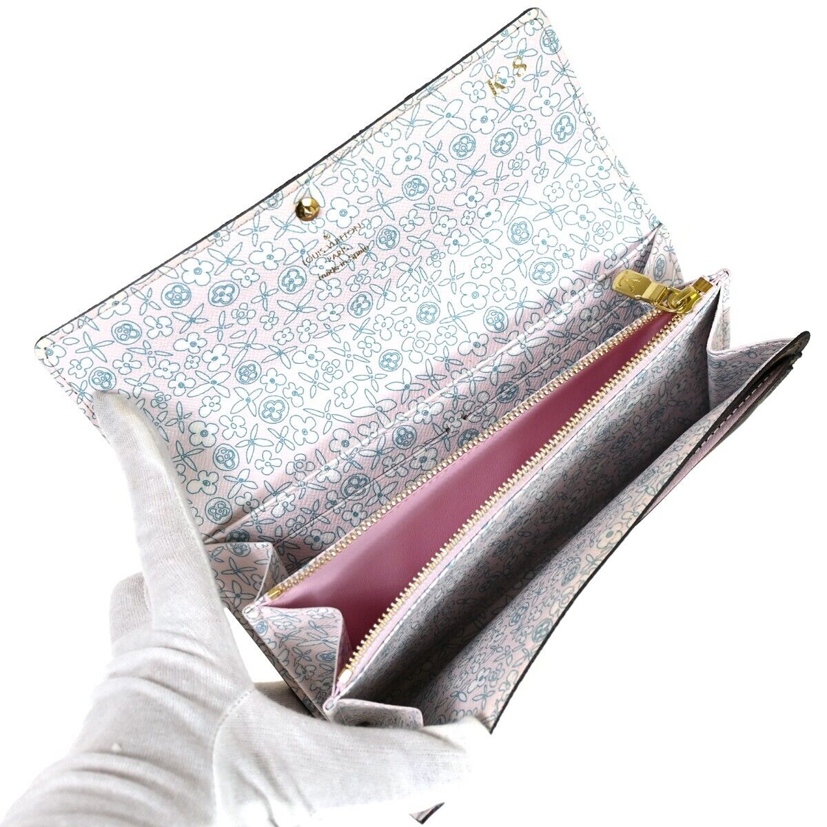 LOUIS VUITTON Sarah Long Bifold Wallet Monogram Fleuri Brown Rose M60232 34HB364