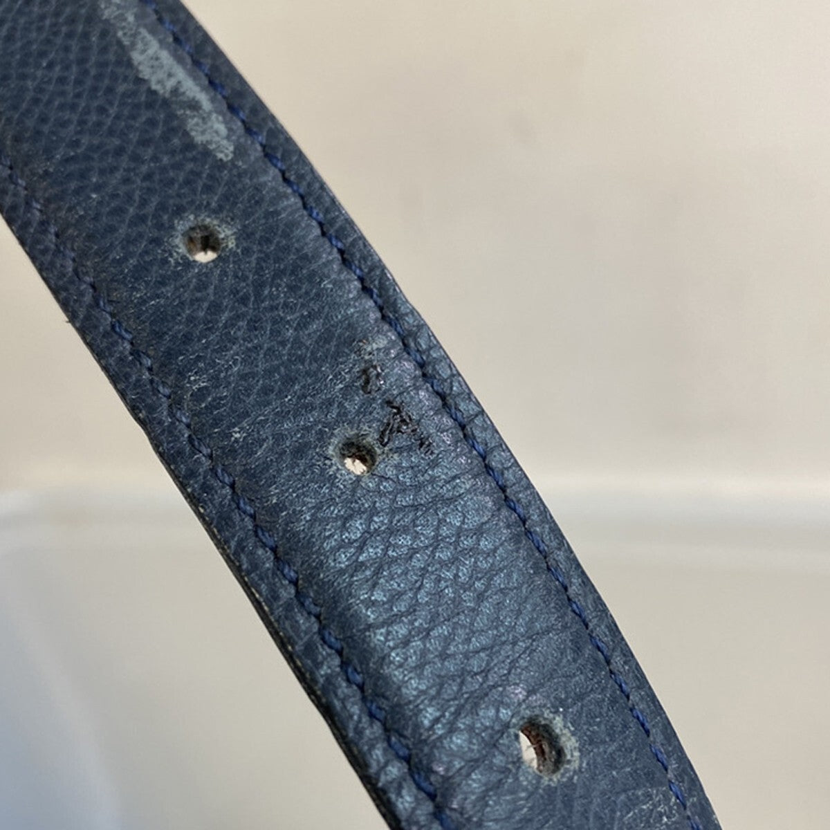 HERMES H Logo Constance Reversible Buckle Belt #80 Leather Blue Brown 65YG455