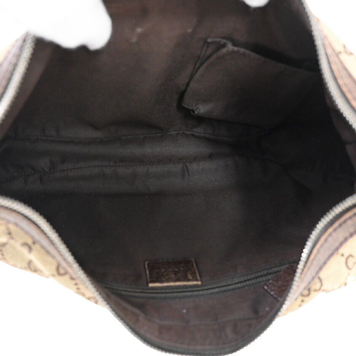 GUCCI GG Pattern Sherry Shoulder Bag Canvas Leather Brown Gold Italy 05YB696