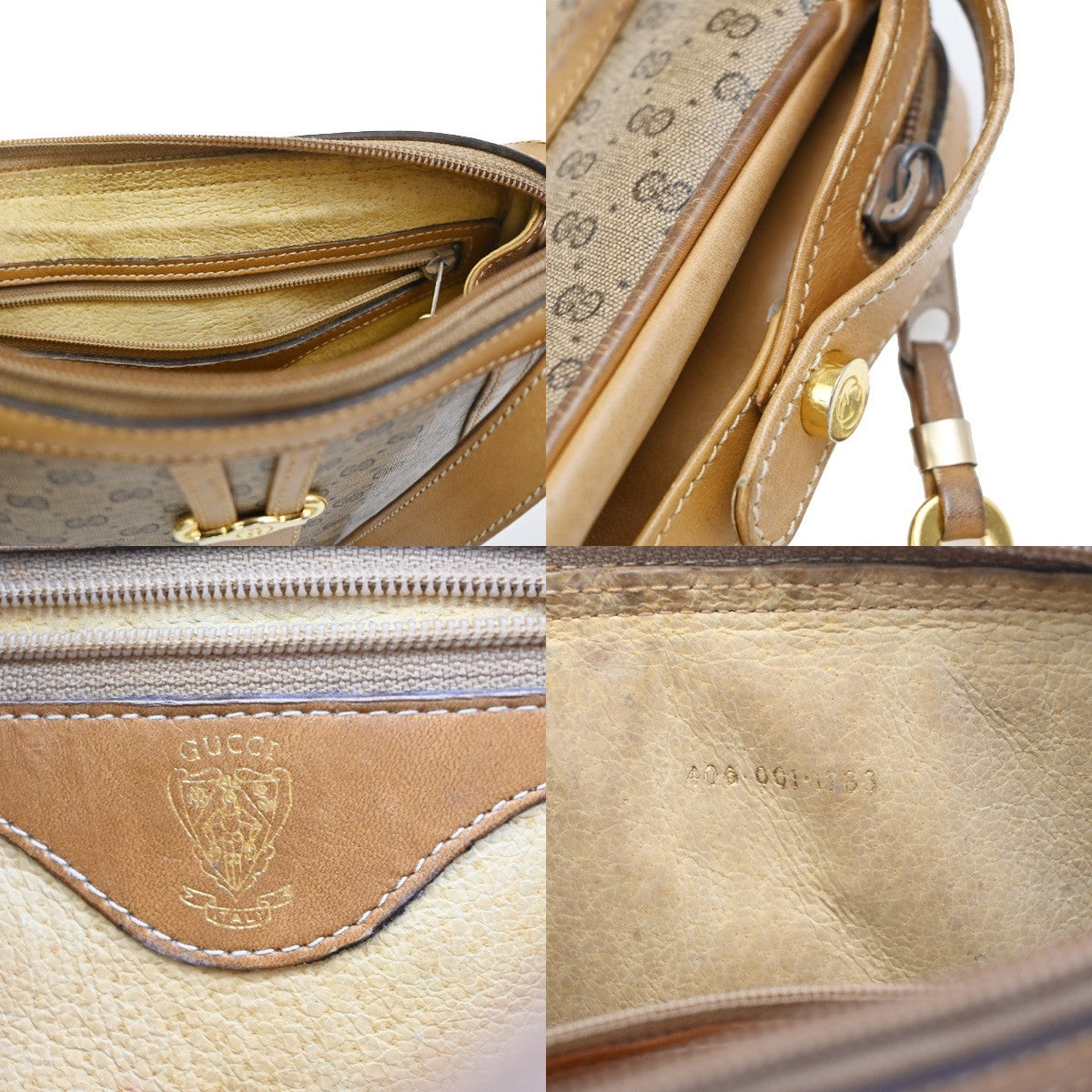 GUCCI Micro GG Pattern Shoulder Bag PVC Leather Brown Italy GHW 30KC928