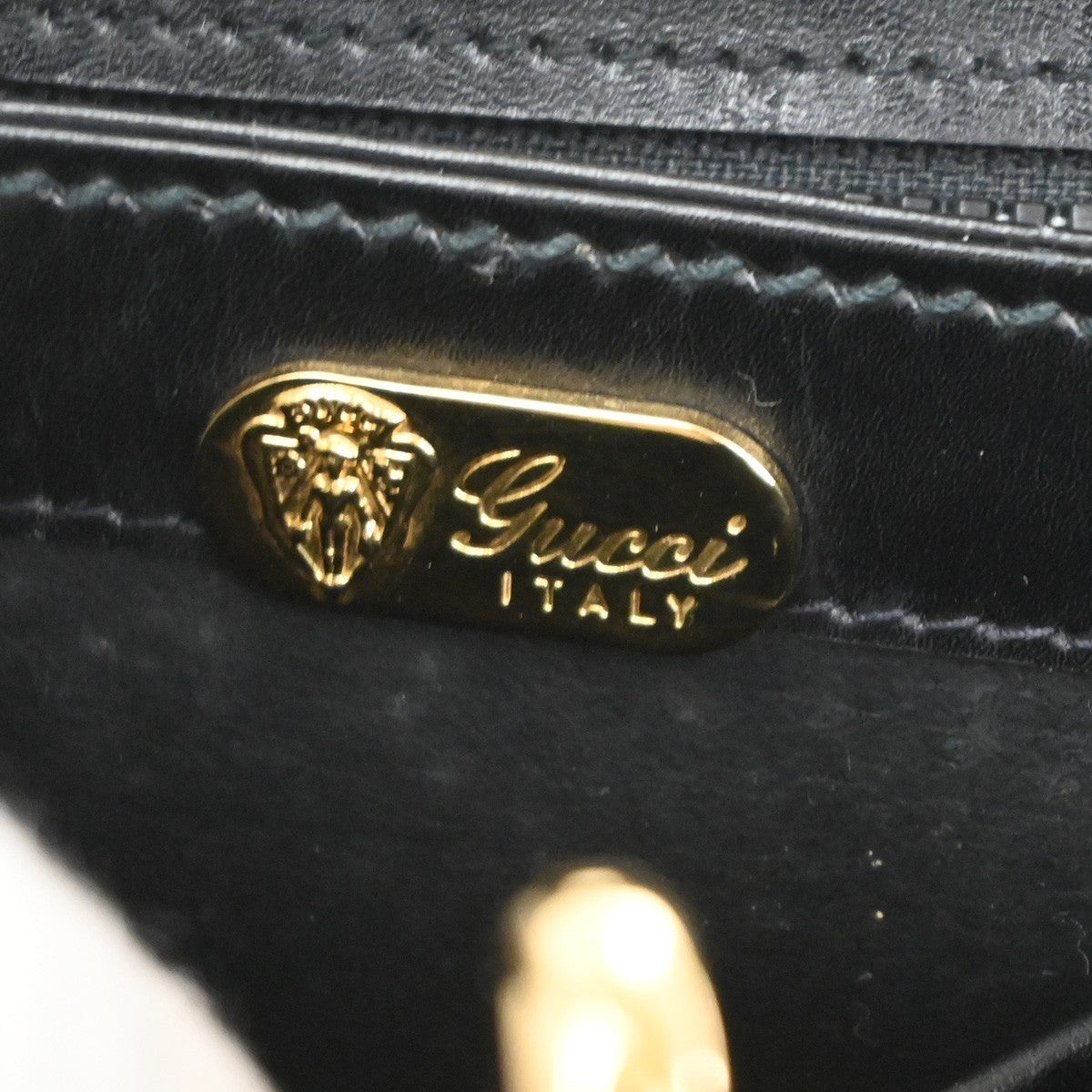 GUCCI Top Handle Hand Bag Leather Black GHW Italy 85TA438