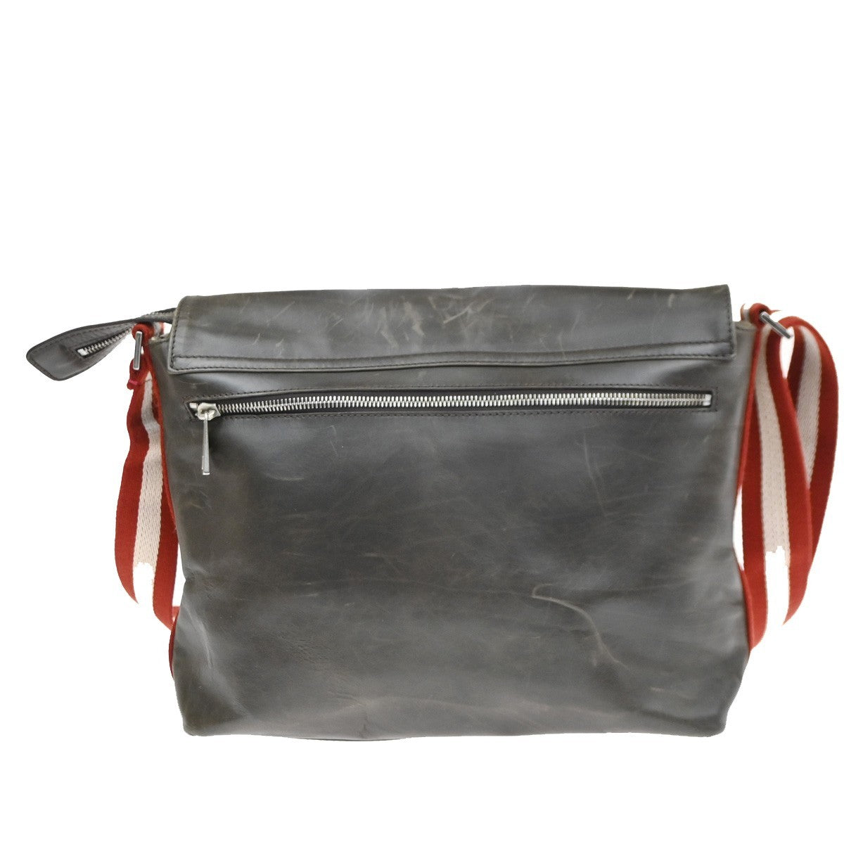 BALLY Logo Flap Shoulder Bag Canvas Leather Brown Red GHW Italy 07TA650
