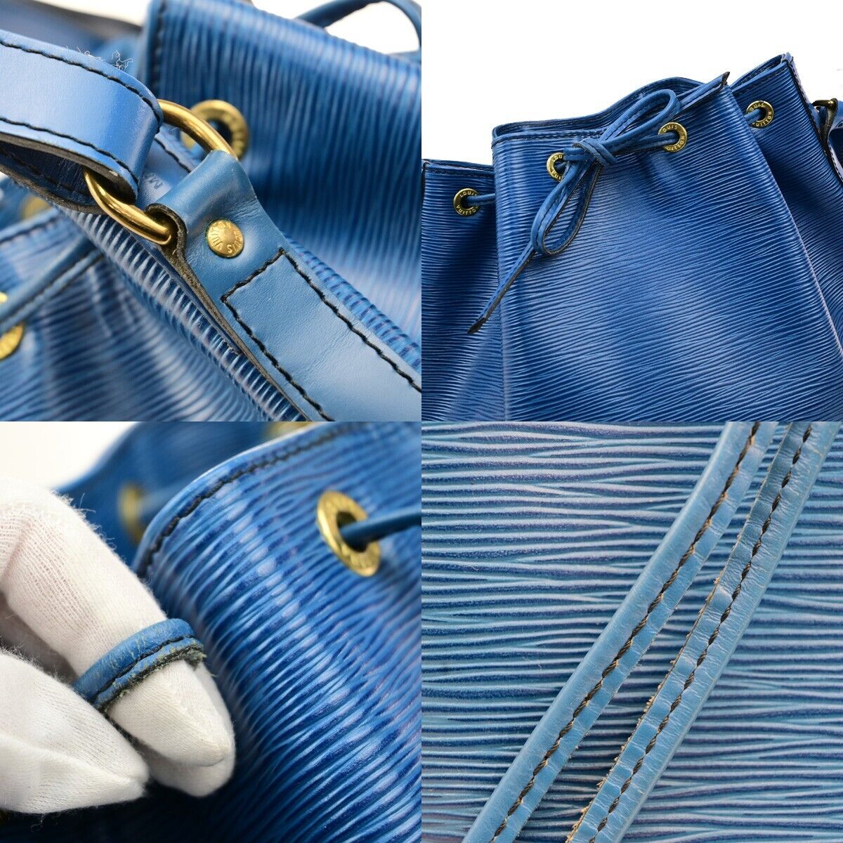 LOUIS VUITTON Noe GM Drawstring Shoulder Bag Epi Leather Blue M44005 65ED948