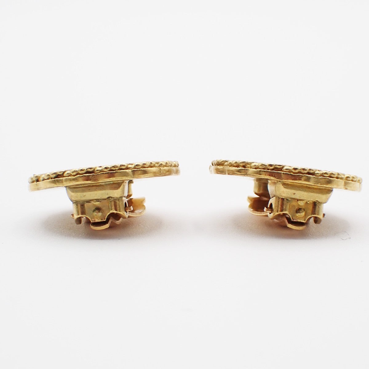 CHANEL CC Logo Earring 95P Clip-On Black GHW Accessory Vintage 87RF631
