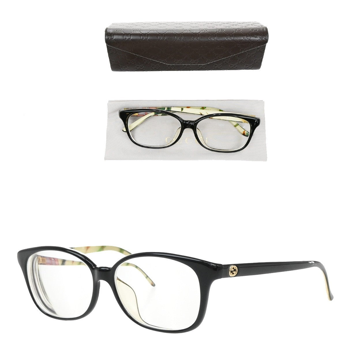 GUCCI GG Logo Reading Glasses Eye Wear Plastic SGZ06BMXJF Black 01KP129