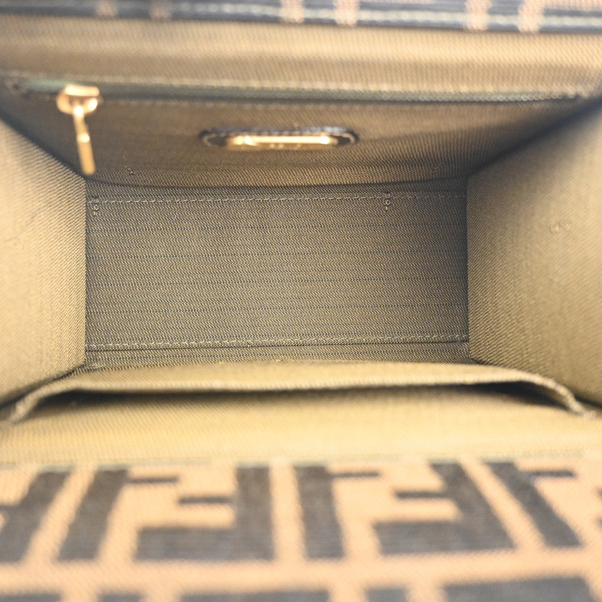 50.LiveFENDI Zucca Pattern Shoulder Hand Vanity Bag Canvas Leather Italy 11MA316