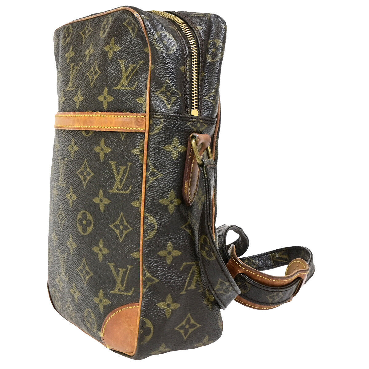 LOUIS VUITTON Logo Danube MM Shoulder Bag Monogram Leather Brown M45264 30SJ335