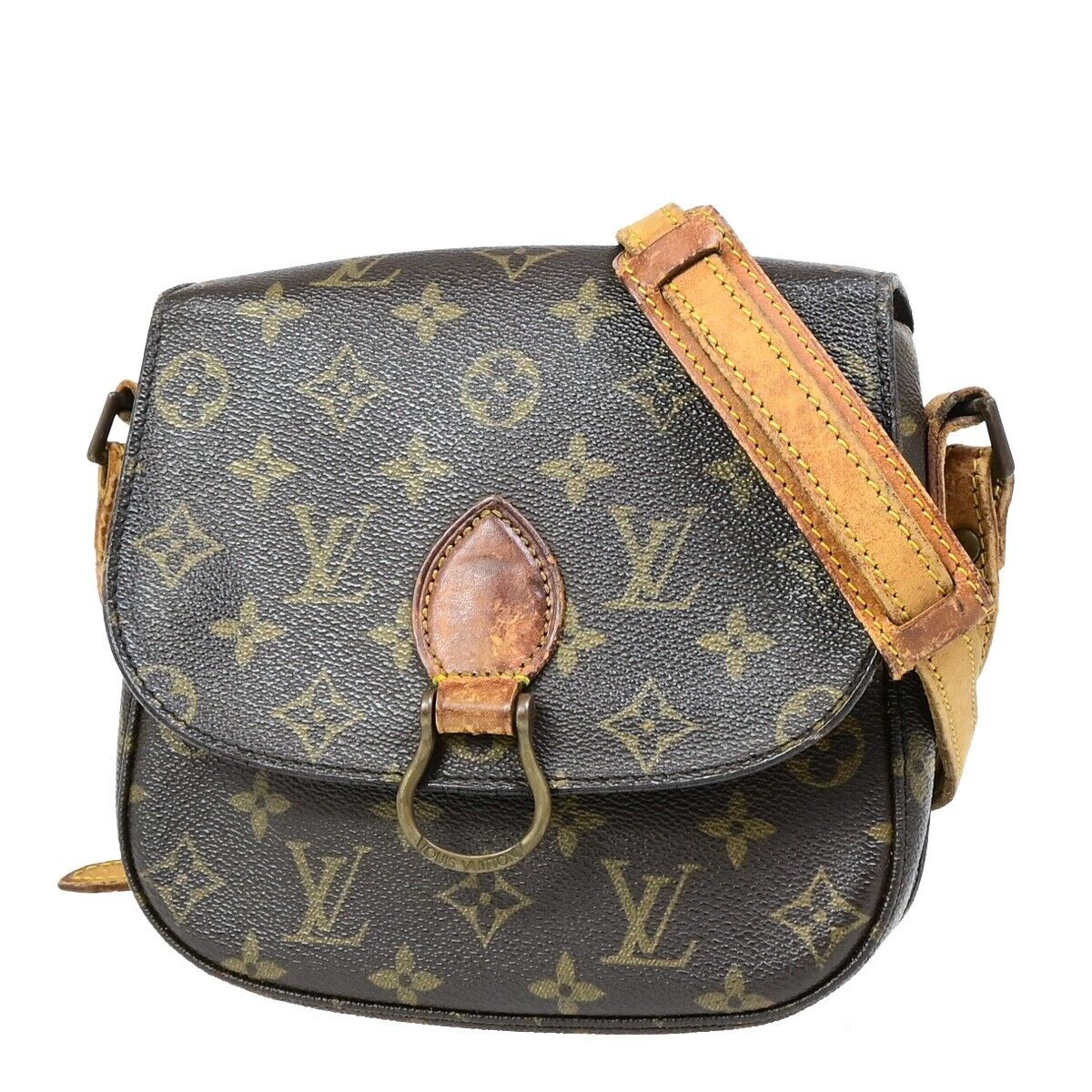 LOUIS VUITTON Saint Cloud MM Shoulder Bag Monogram Leather Brown M51243 68EB653