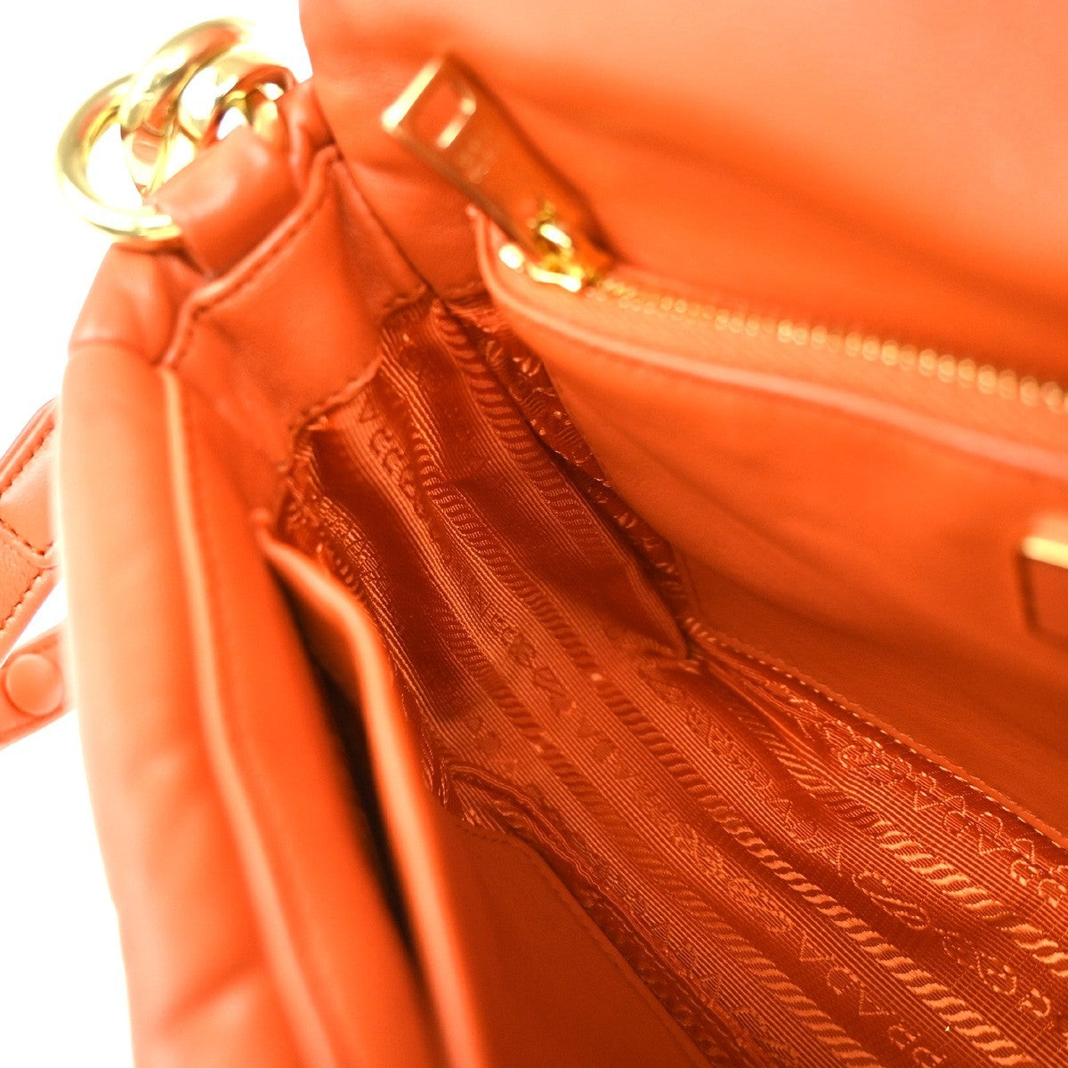 PRADA System Patchwork 2way Shoulder Hand Bag Nappa Leather Orange 620RF990