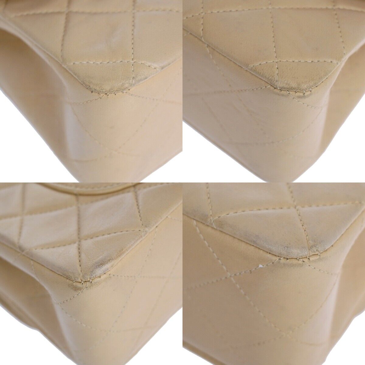 CHANEL CC Matelasse 23 Double Flap Chain Shoulder Bag Leather Beige GHW 708RJ451