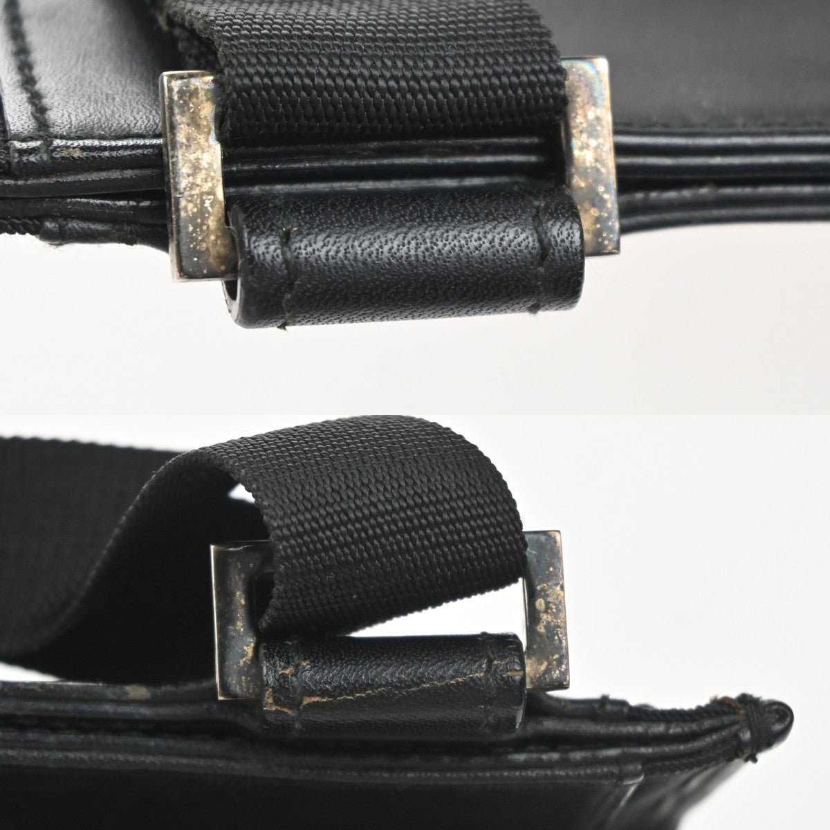 29.Live GUCCI Logo Crossbody Shoulder Bag Nylon Leather Black SHW Italy 05KC142