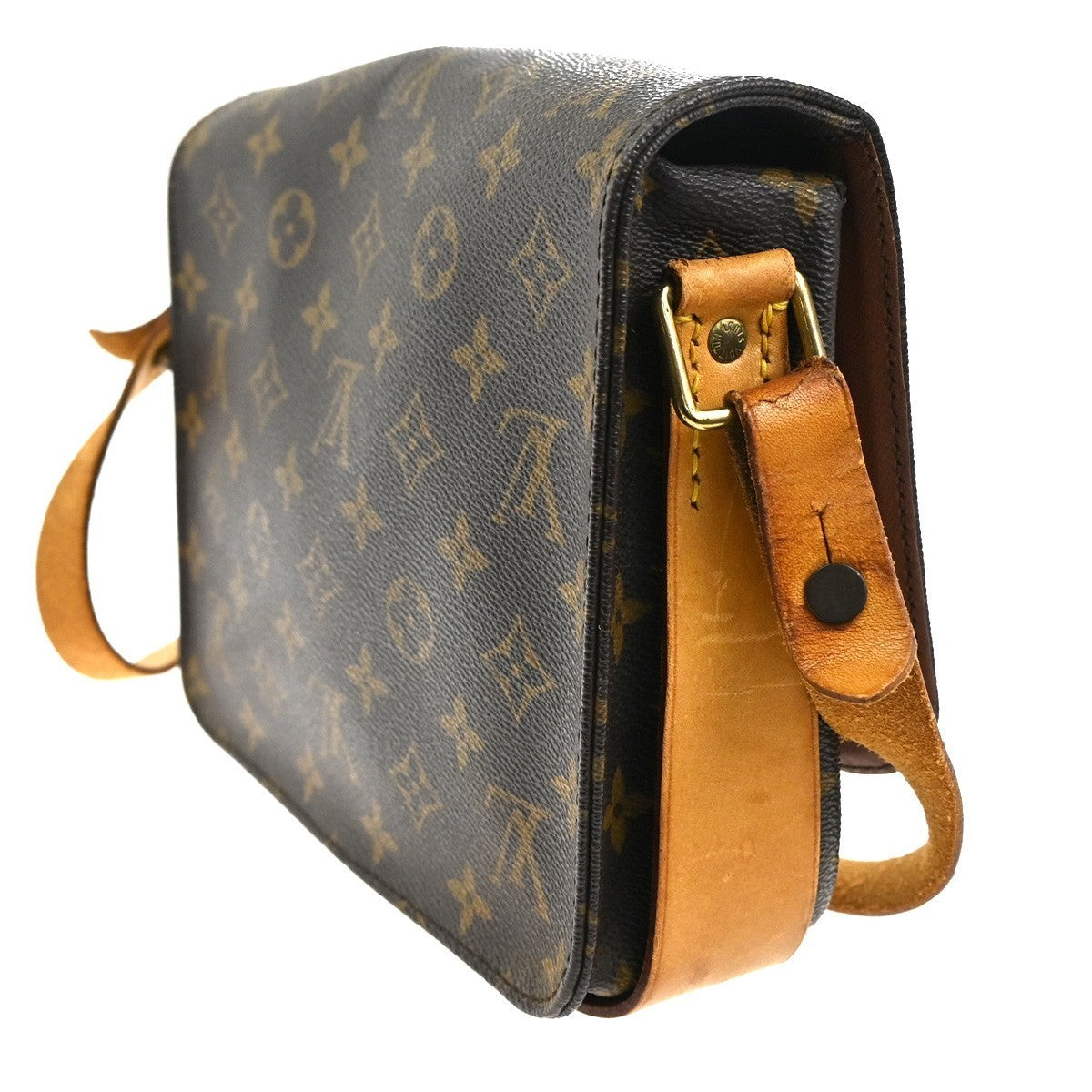 LOUIS VUITTON Cartouchiere MM Shoulder Bag Monogram Leather Brown M51253 85CA683