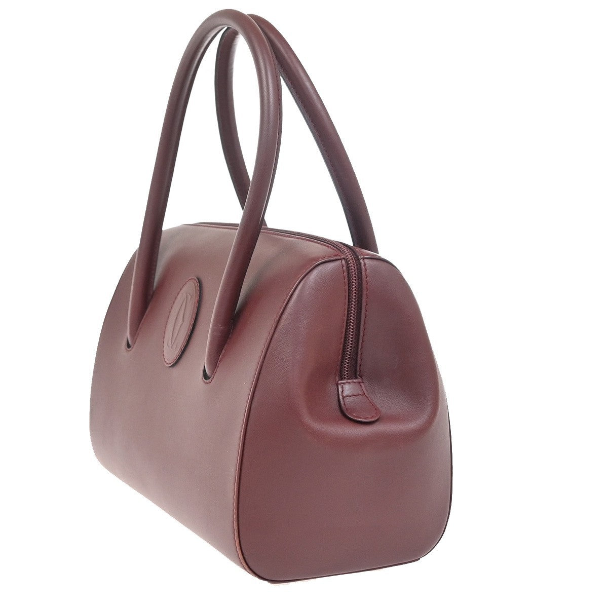 MUST DE CARTIER 2C Logo Shoulder Hand Bag Leather Red Bordeaux GHW Spain 87RL922
