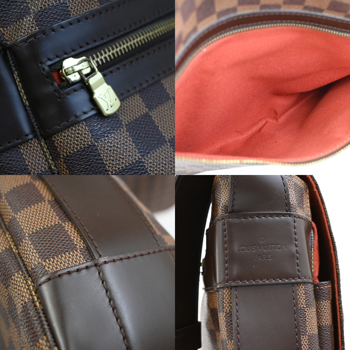 LOUIS VUITTON Bastille Shoulder Bag Damier Ebene Leather Brown N45258 74FB541