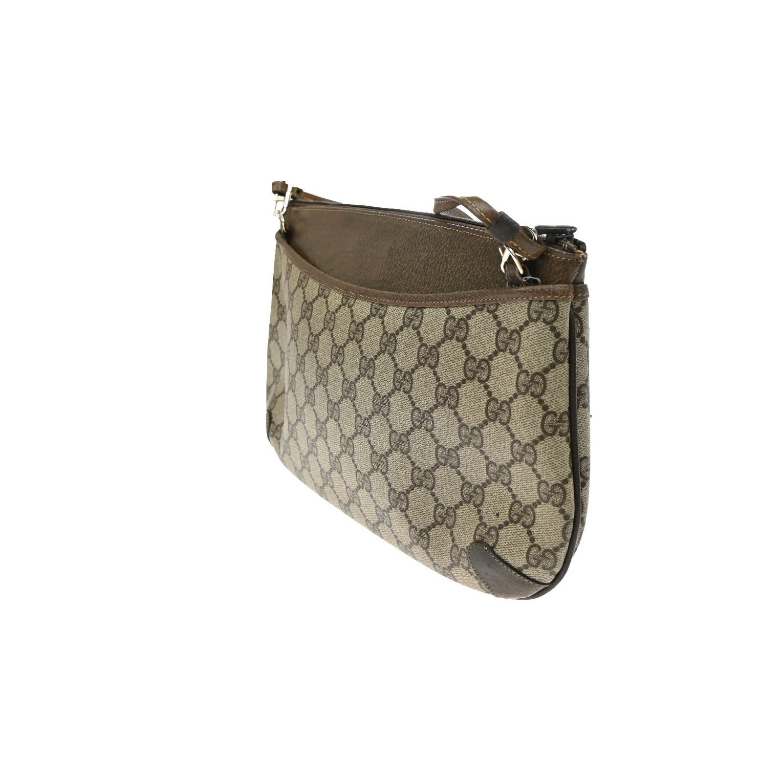 GUCCI Logo GG Pattern Sherry Shoulder Bag PVC Leather Brown Italy 61KD147