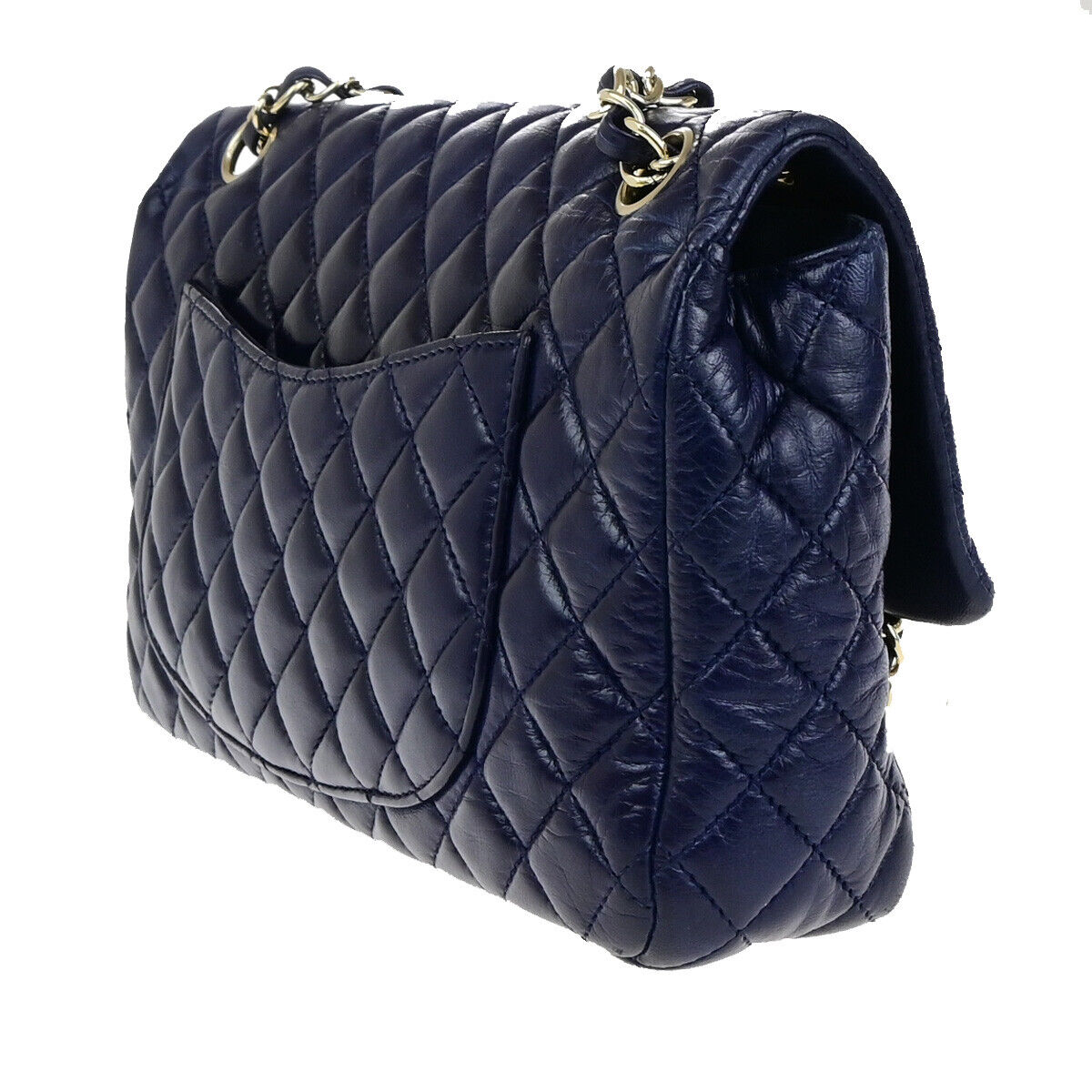 CHANEL CC Logo Valentine Matelasse Chain Shoulder Bag Leather Blue GHW 898RK737