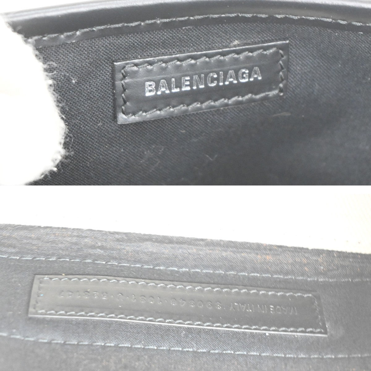 BALENCIAGA LOGO Navy Cabas XS Hand Bag Canvas Leather White Black 70TA232