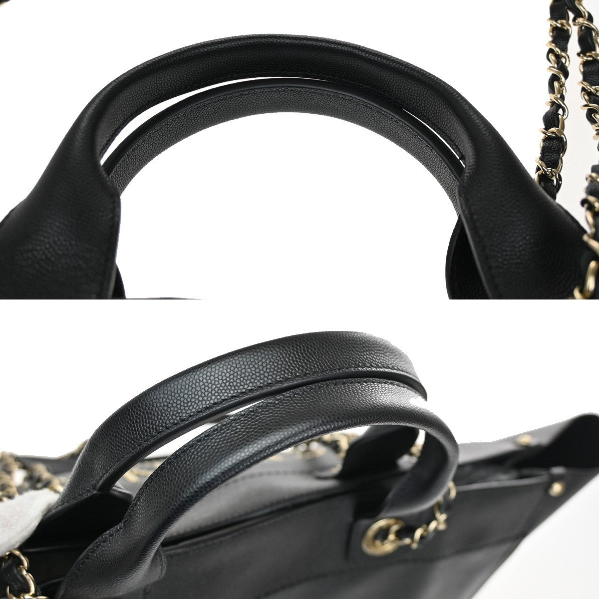 CHANEL CC Deauville 2Way Hand Bag Grained Calfskin Leather Studs BK GHW 773RL534