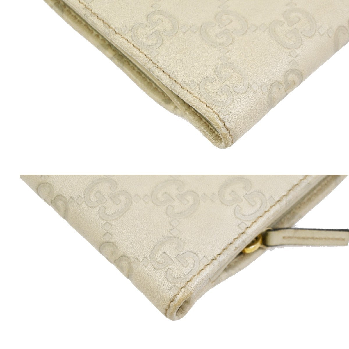 GUCCI GG Pattern Abbey Guccissima Bifold Wallet Leather Beige GHW Italy  05KD083