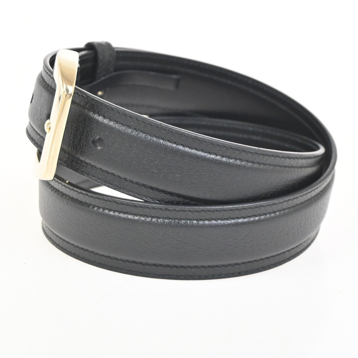GUCCI Logo Belt 80/32 35mm Leather Black GHW Italy 68KC925