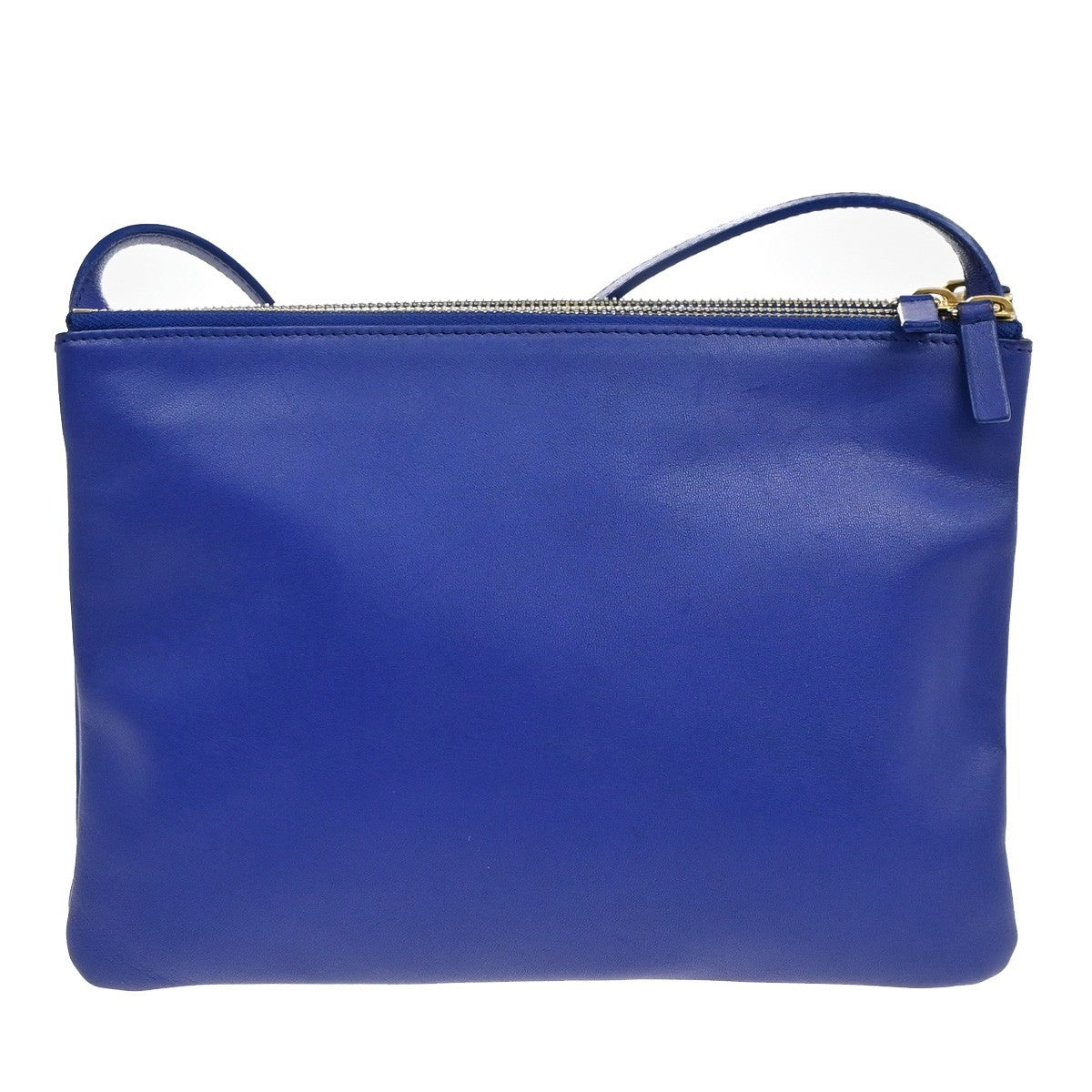 CELINE Logo Trio Crossbody Shoulder Bag Leather Blue Italy 88EG009