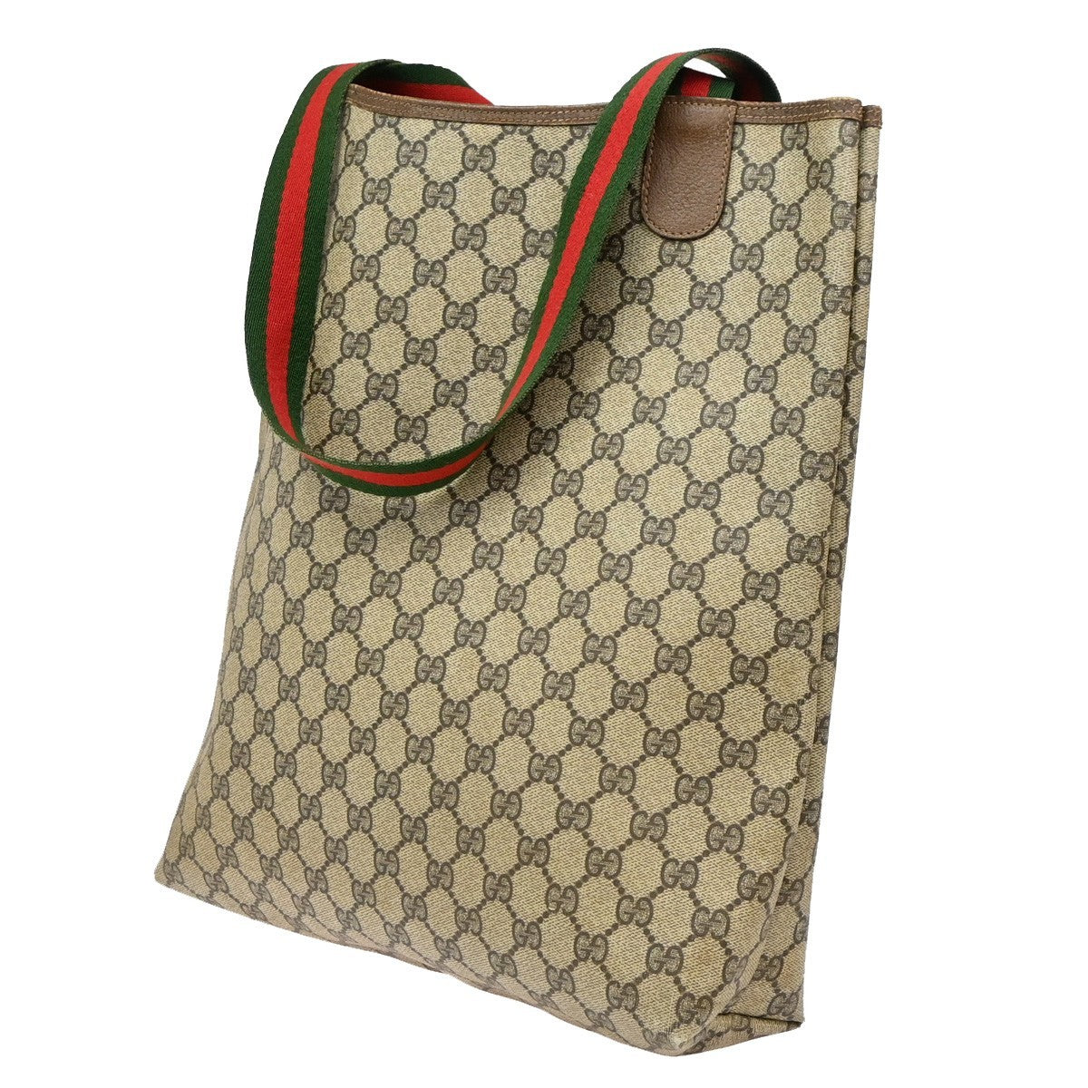GUCCI GG Pattern Sherry Shoulder Tote Bag PVC Leather Brown GHW Italy 68DA144