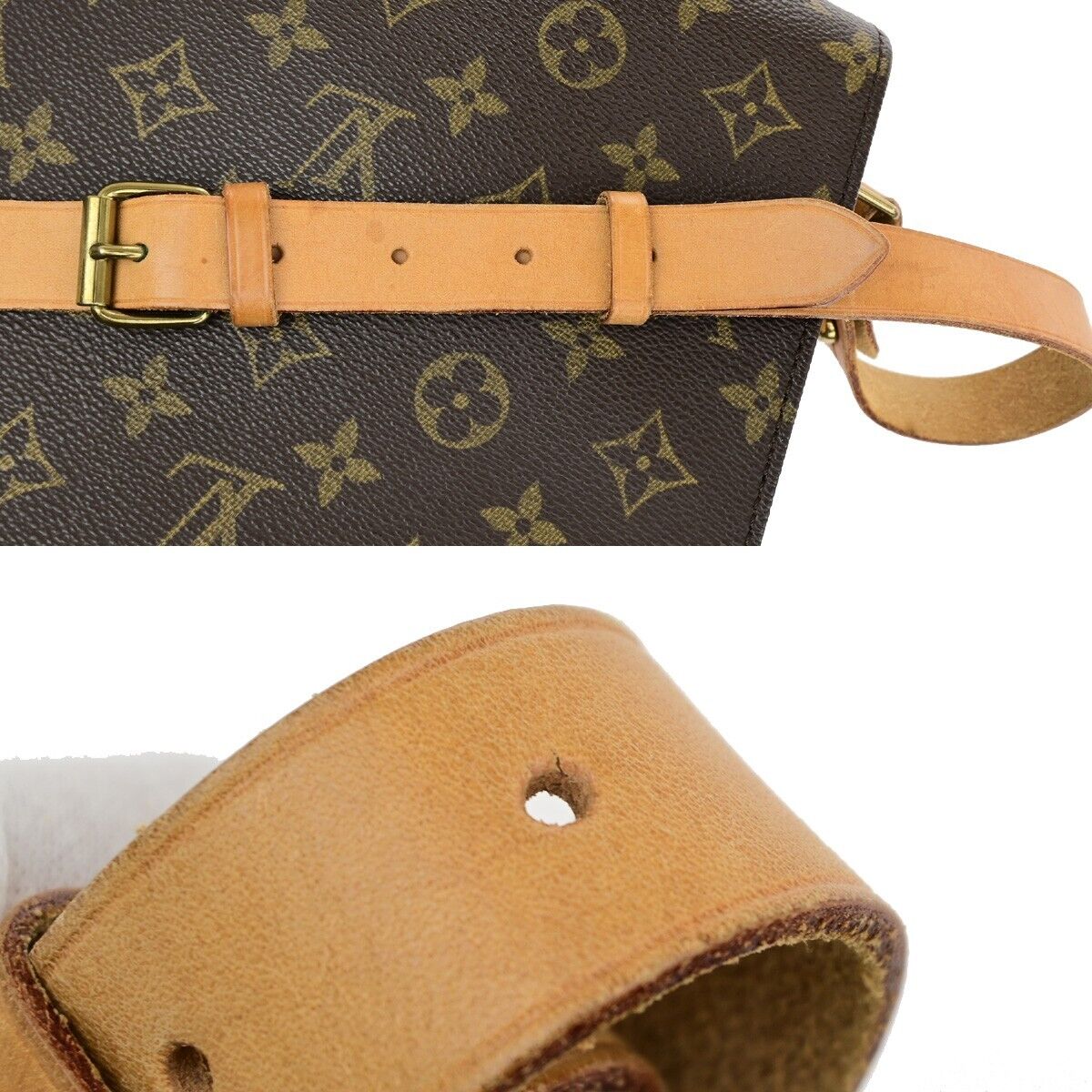 LOUIS VUITTON Cartouchiere MM Shoulder Bag Monogram Leather Brown M51253 81SJ036