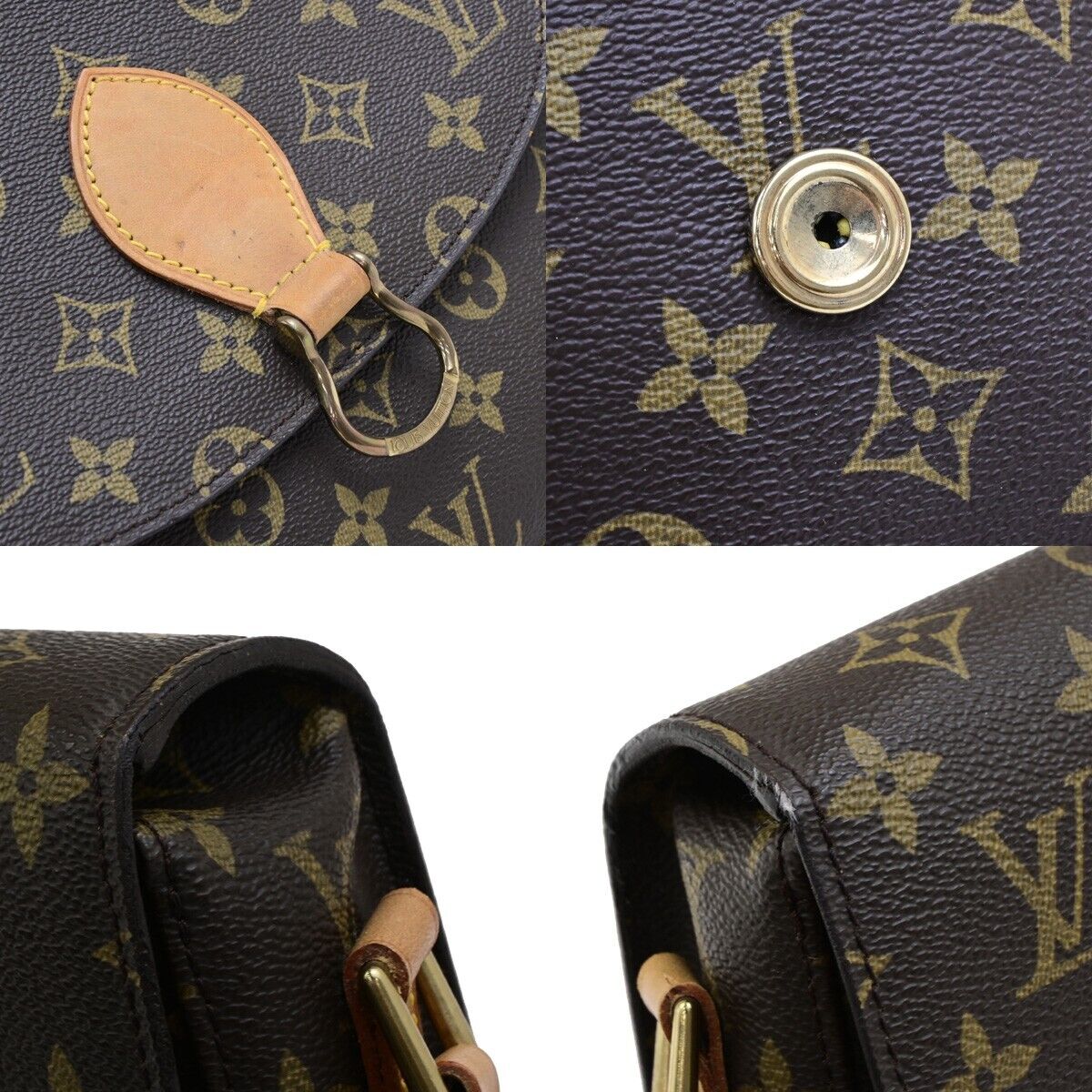 LOUIS VUITTON Saint Cloud GM Shoulder Bag Monogram Leather Brown M51242 70ED490
