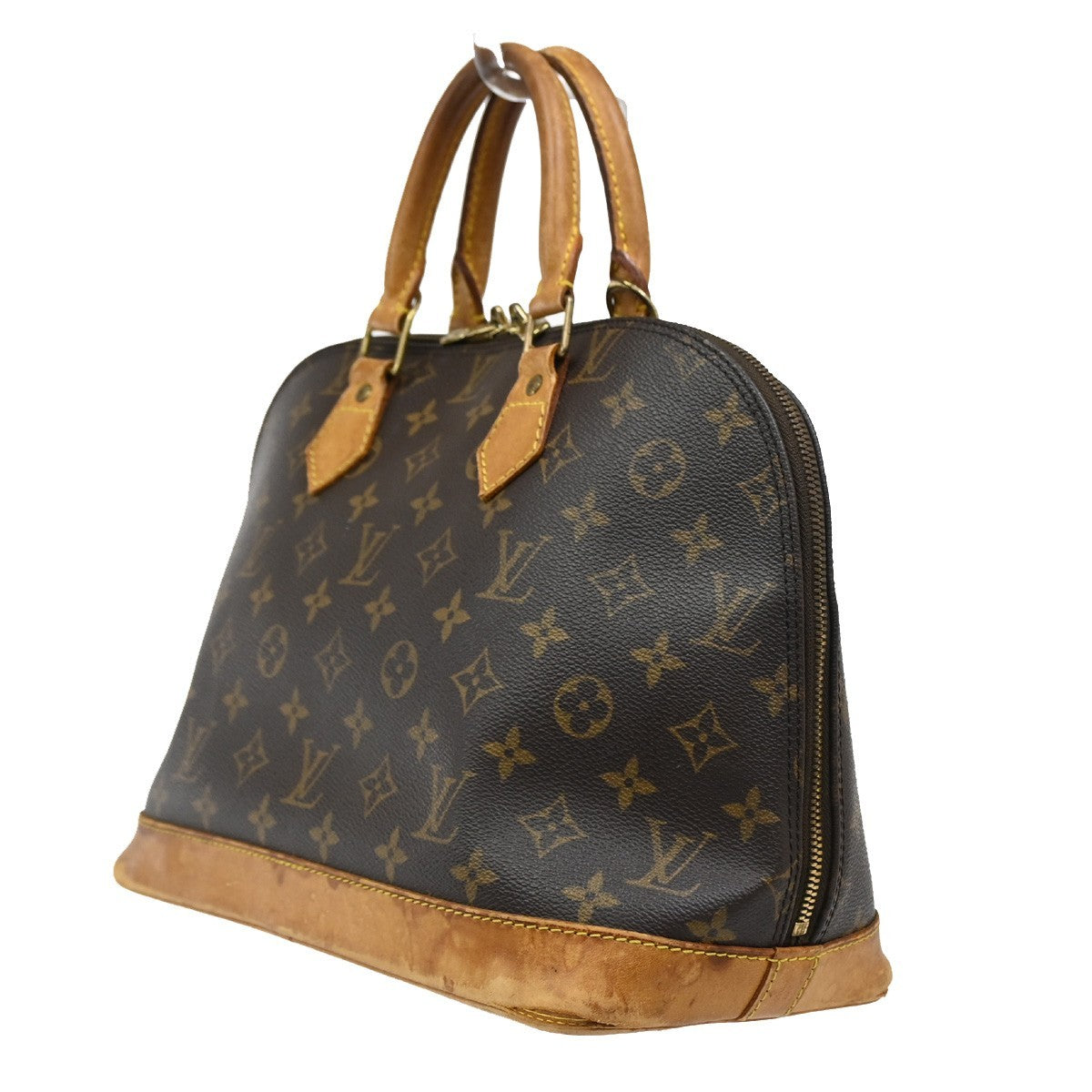 LOUIS VUITTON LV Logo Alma Hand Bag Monogram Leather Brown France M51130 67DA178