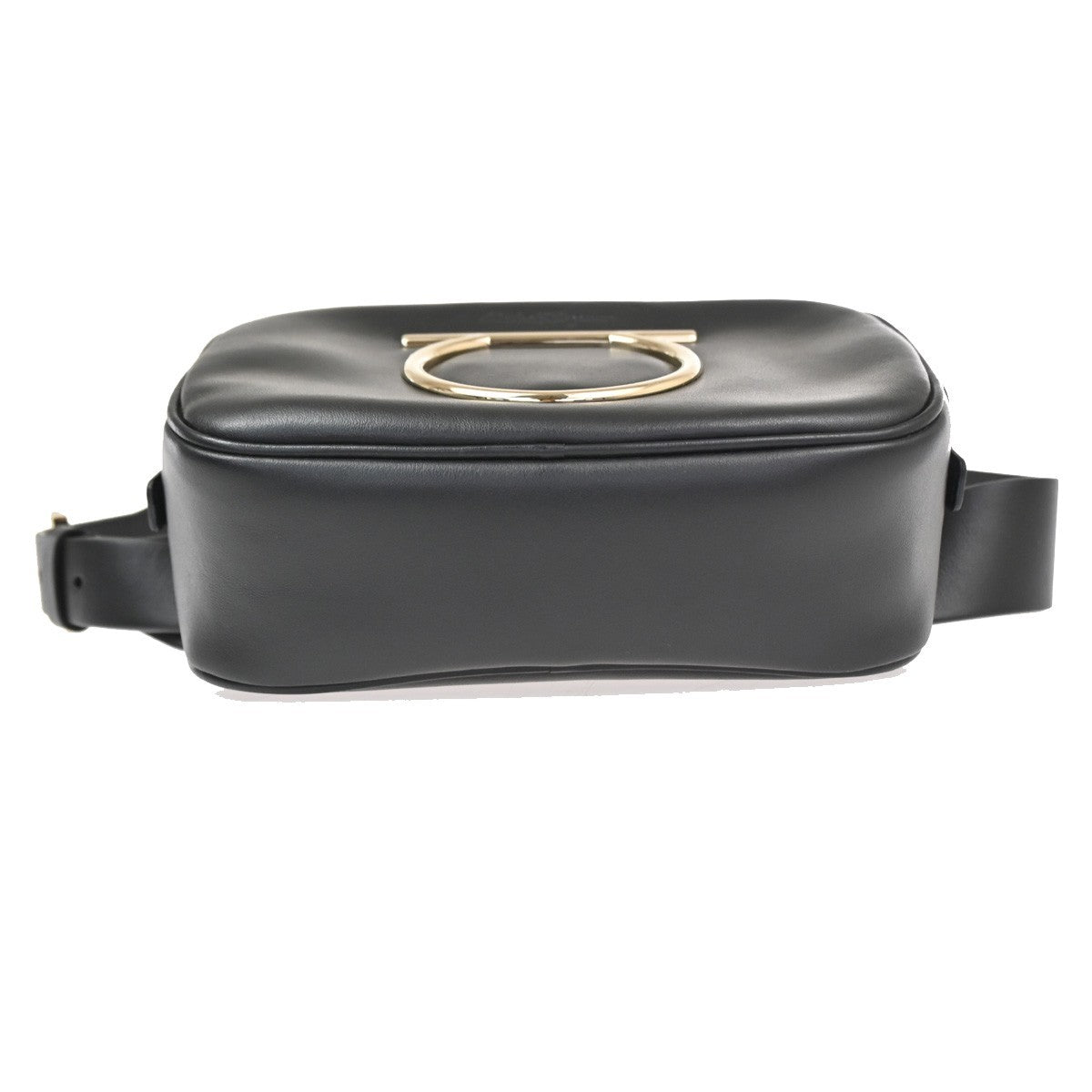 SALVATORE FERRAGAMO Gancini Mini Waist Bag Leather Black GHW Italy 85TA669
