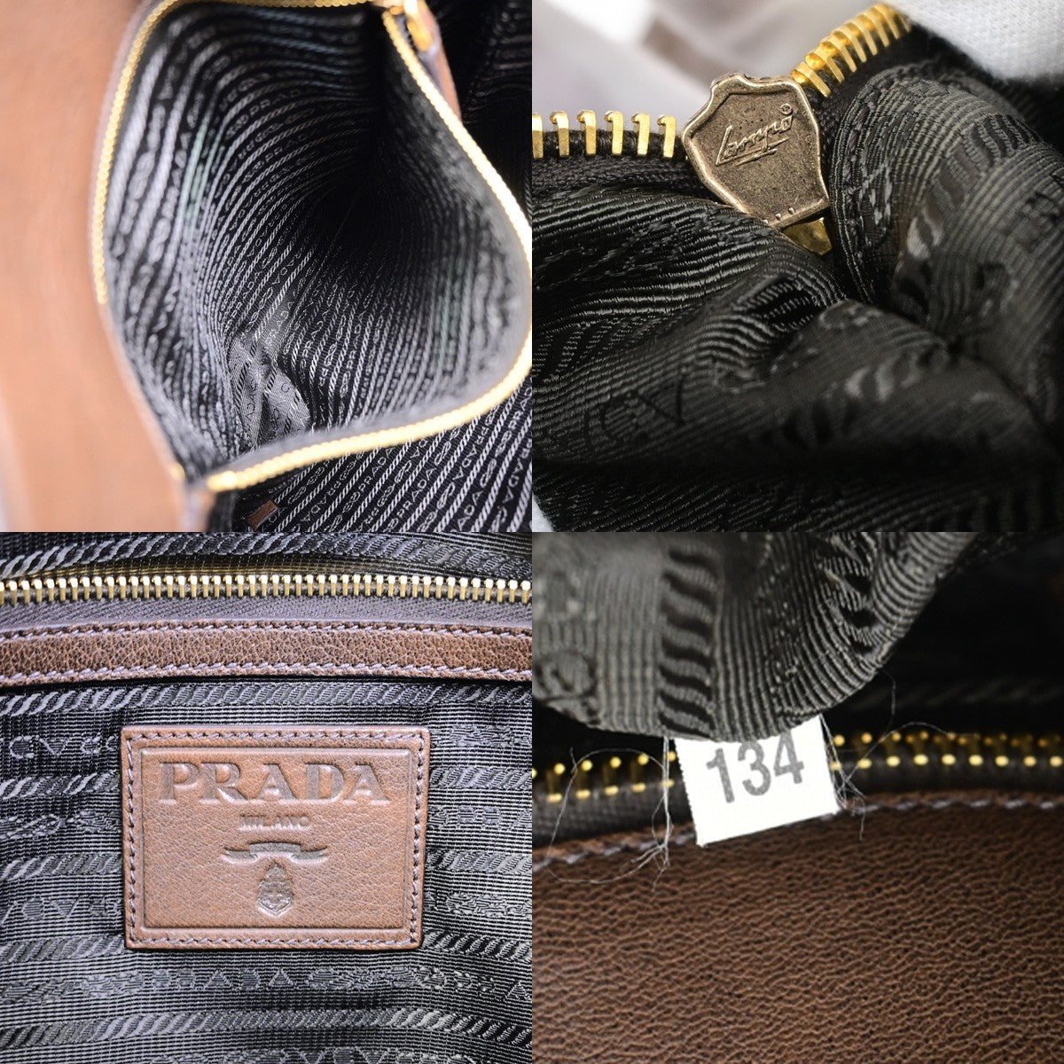 PRADA Logo Crossbody Messenger Shoulder Bag Leather Brown GHW Italy 87KD156