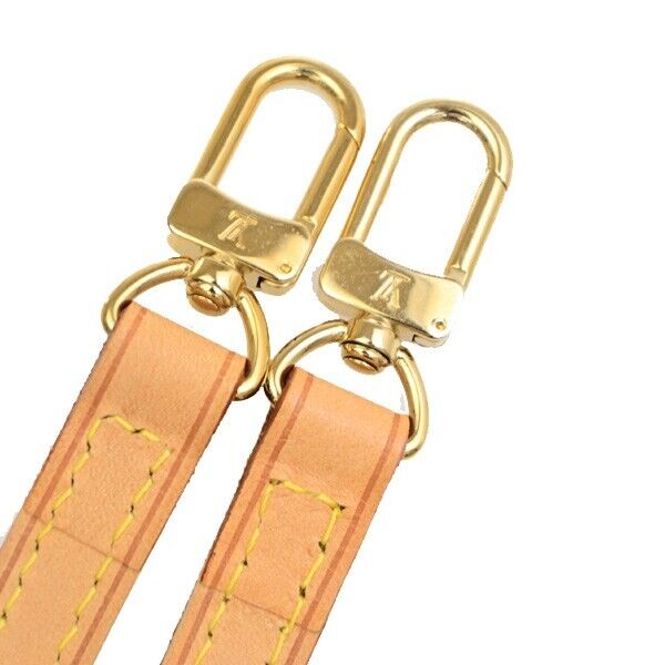 LOUIS VUITTON Logo Shoulder Strap Leather Brown Gold Bag Accessory 63EE058