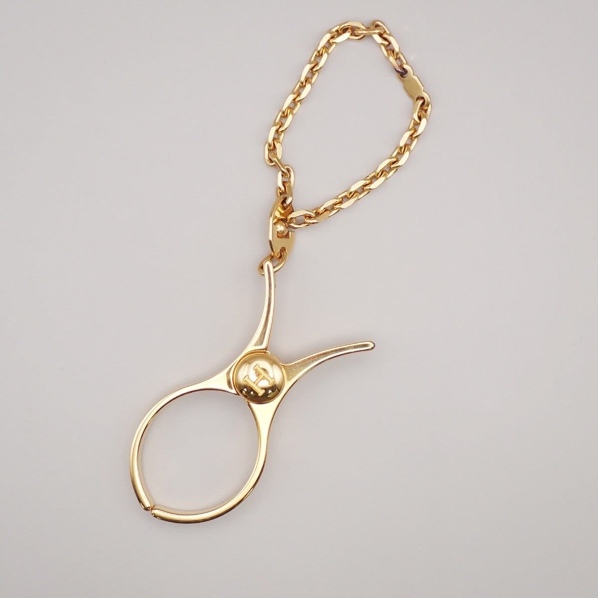HERMES Logo Filou Chain Glove Holder Bag Charm Gold GHW Accessory 04RL886