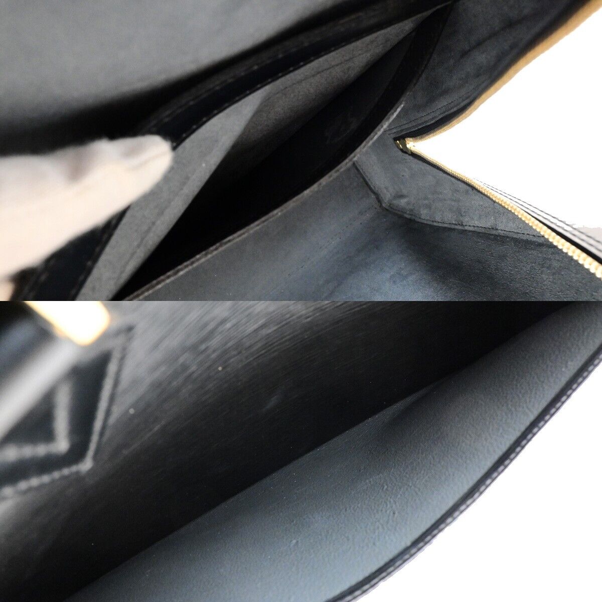 LOUIS VUITTON LV Logo Sorbonne Hand Bag Epi Leather Black France M54512 35ED052