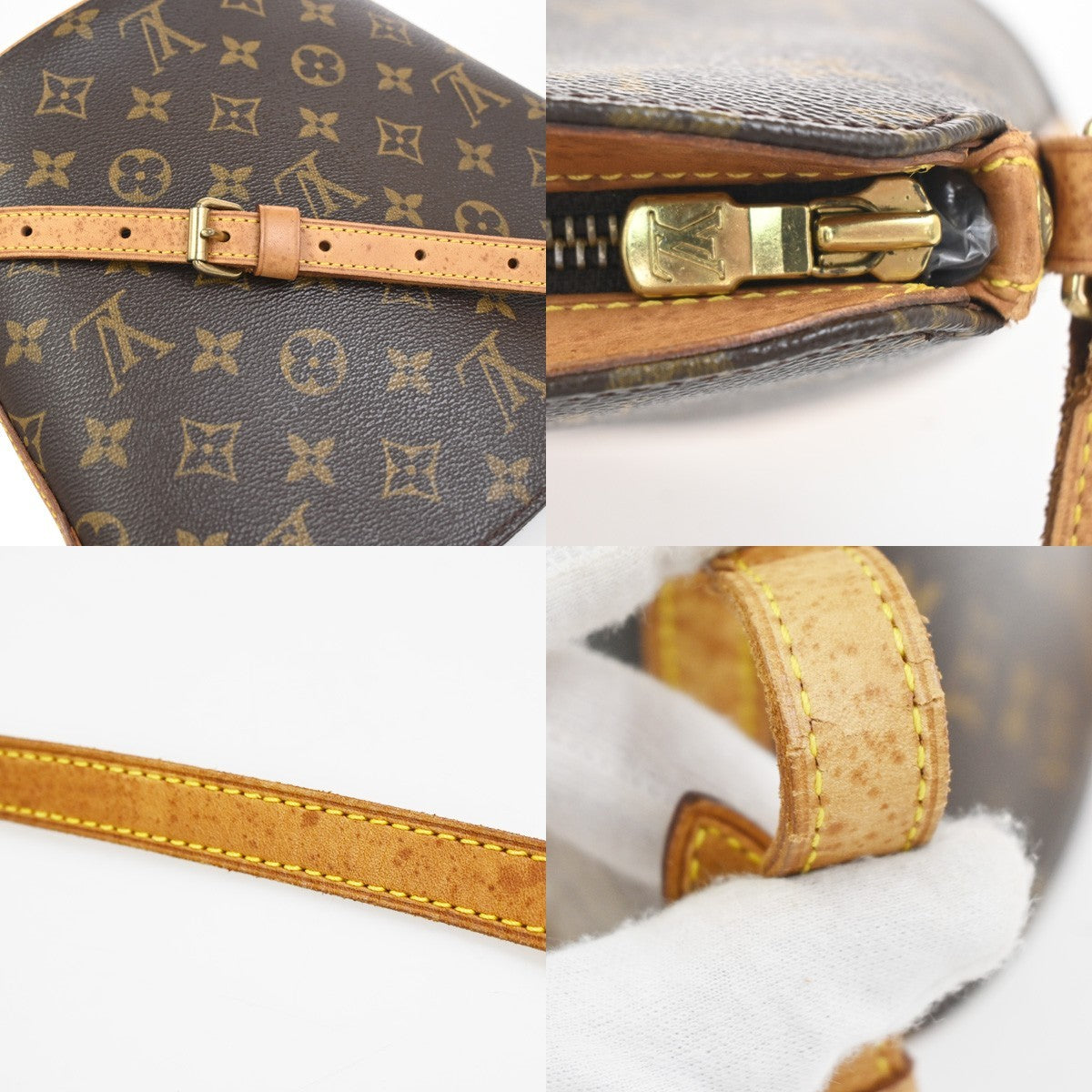 LOUIS VUITTON Logo Drouot Shoulder Bag Monogram Leather Brown M51290 78KC728