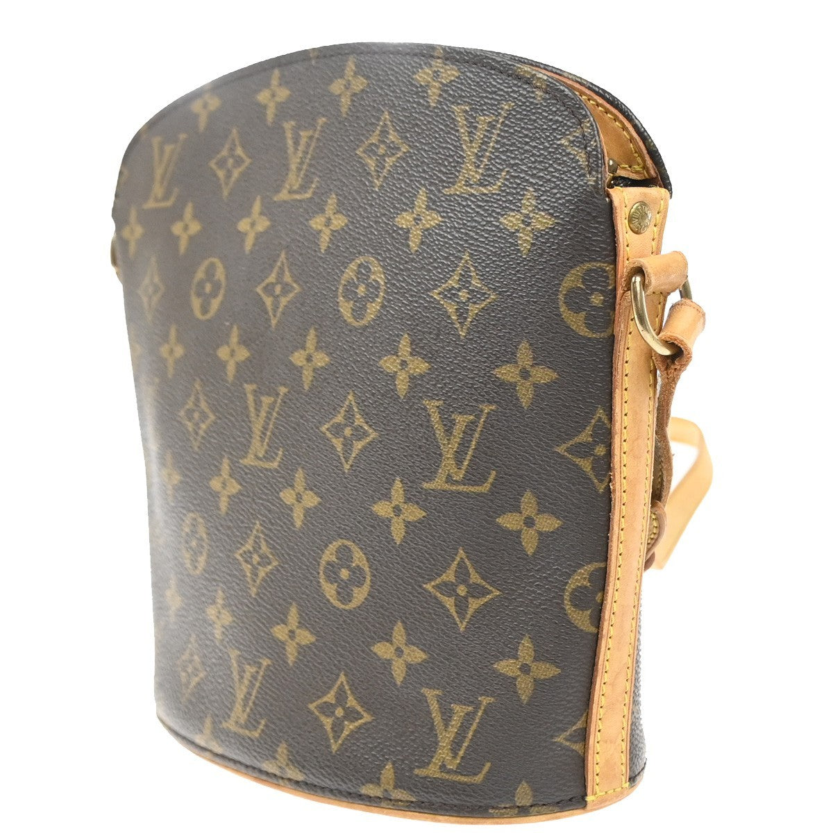 LOUIS VUITTON Logo Drouot Shoulder Bag Monogram Leather Brown M51290 77MA510