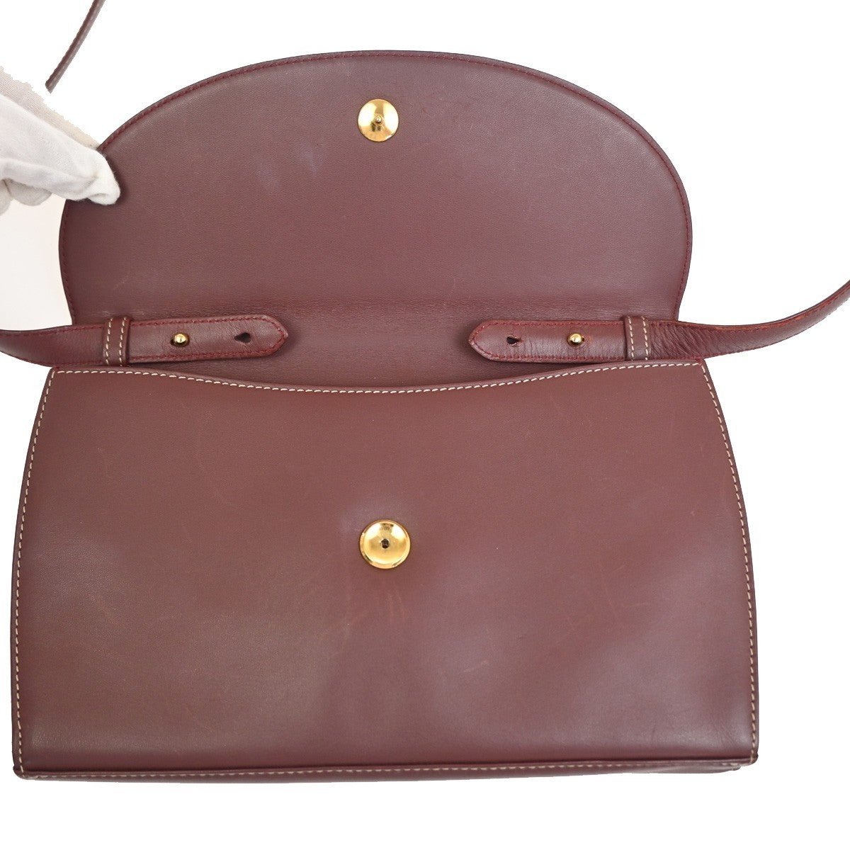 MUST DE CARTIER 2C Logo Crossbody Shoulder Bag Leather Red GHW Spain 63ZA358