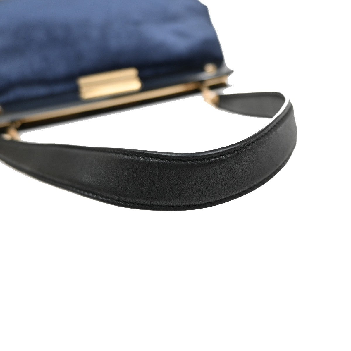 SALVATORE FERRAGAMO Logo Chain Shoulder Bag Velvet Leather Blue GHW 62MA634