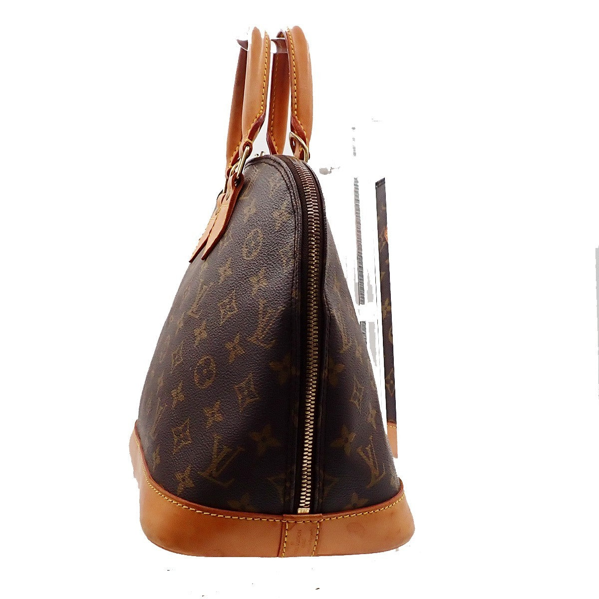 LOUIS VUITTON LV Logo Alma Hand Bag Monogram Leather Brown France M51130 88AA193
