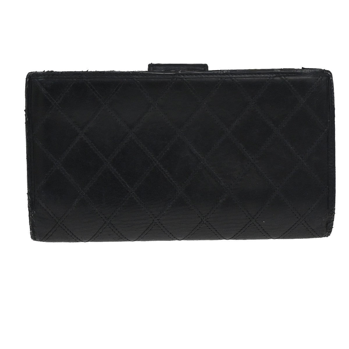 CHANEL CC Logo Bicolore Bifold Long Wallet Leather Black GHW France 66CA424