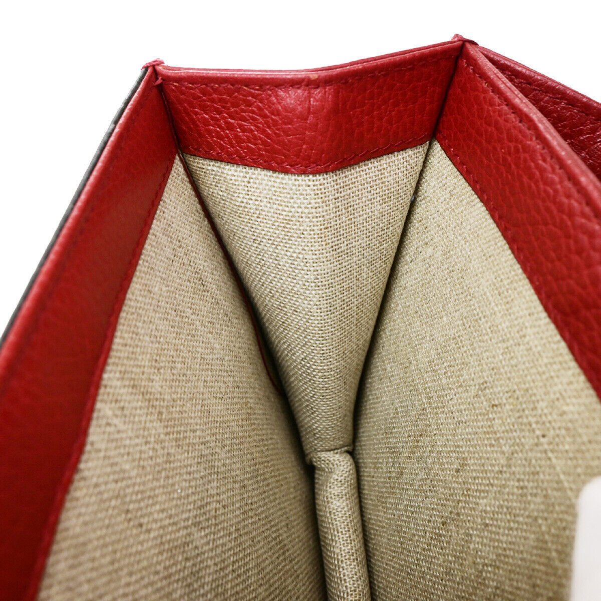 GUCCI Logo Interlocking G Mini Chain Shoulder Bag Leather Red GHW Italy 93YF653