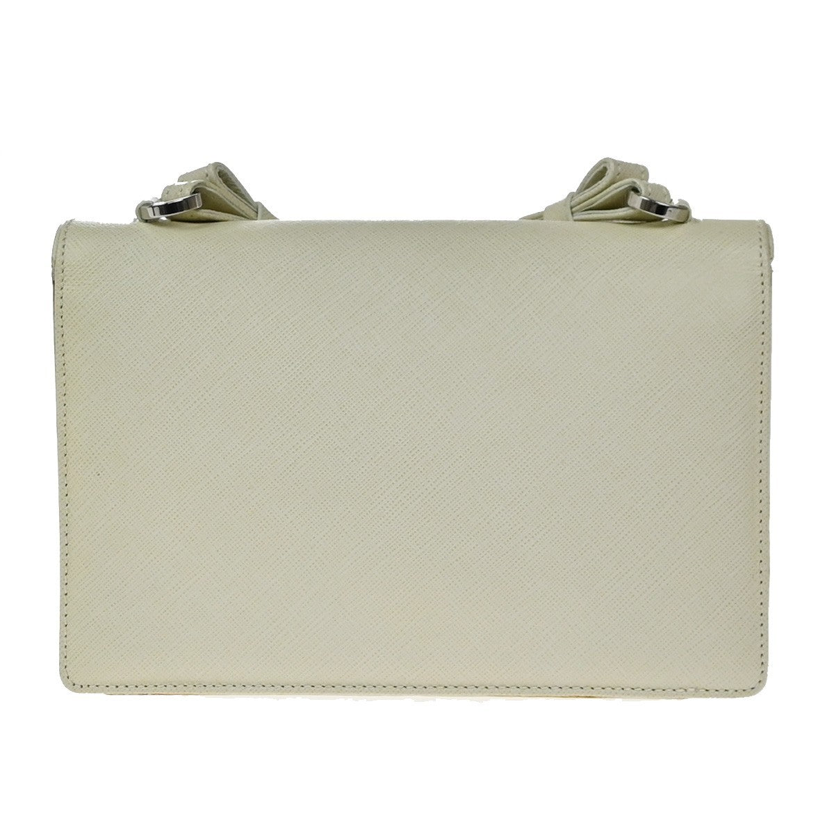 SALVATORE FERRAGAMO Gancini Chain Mini Shoulder Bag Leather White SHW 63KP530