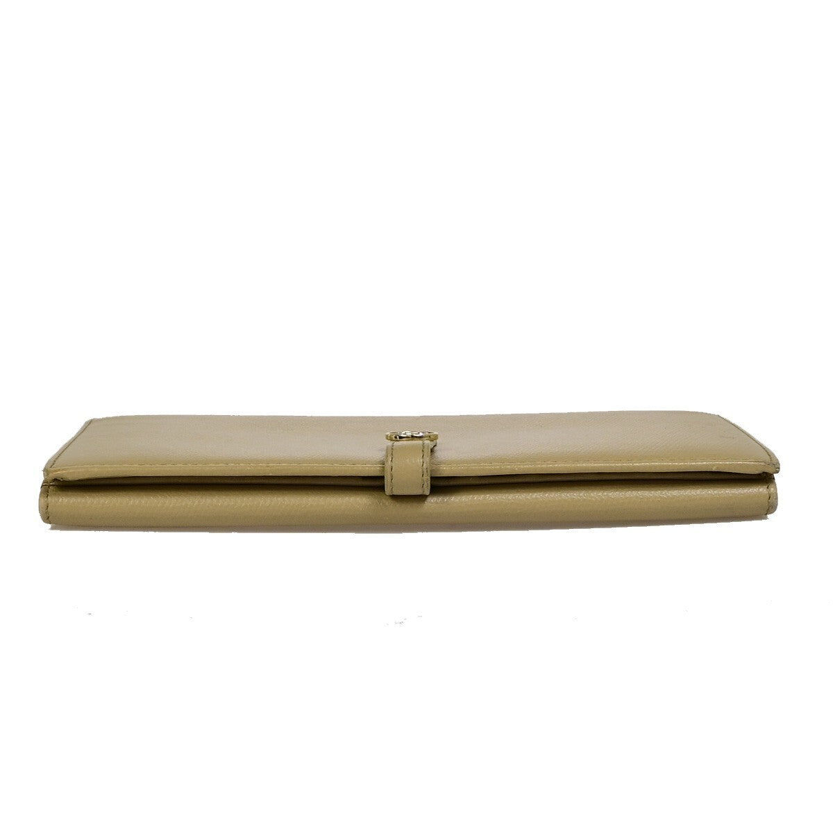 CHANEL CC Logo Long Bifold Wallet Purse Leather Beige GHW Italy 39RF190